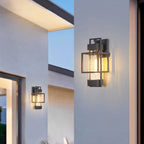 Vintage Wrought Iron Outdoor Wall Sconce, Black Matte, Warm LED Glow