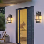 Vintage Wrought Iron Outdoor Wall Sconce, Black Matte, Warm LED Glow