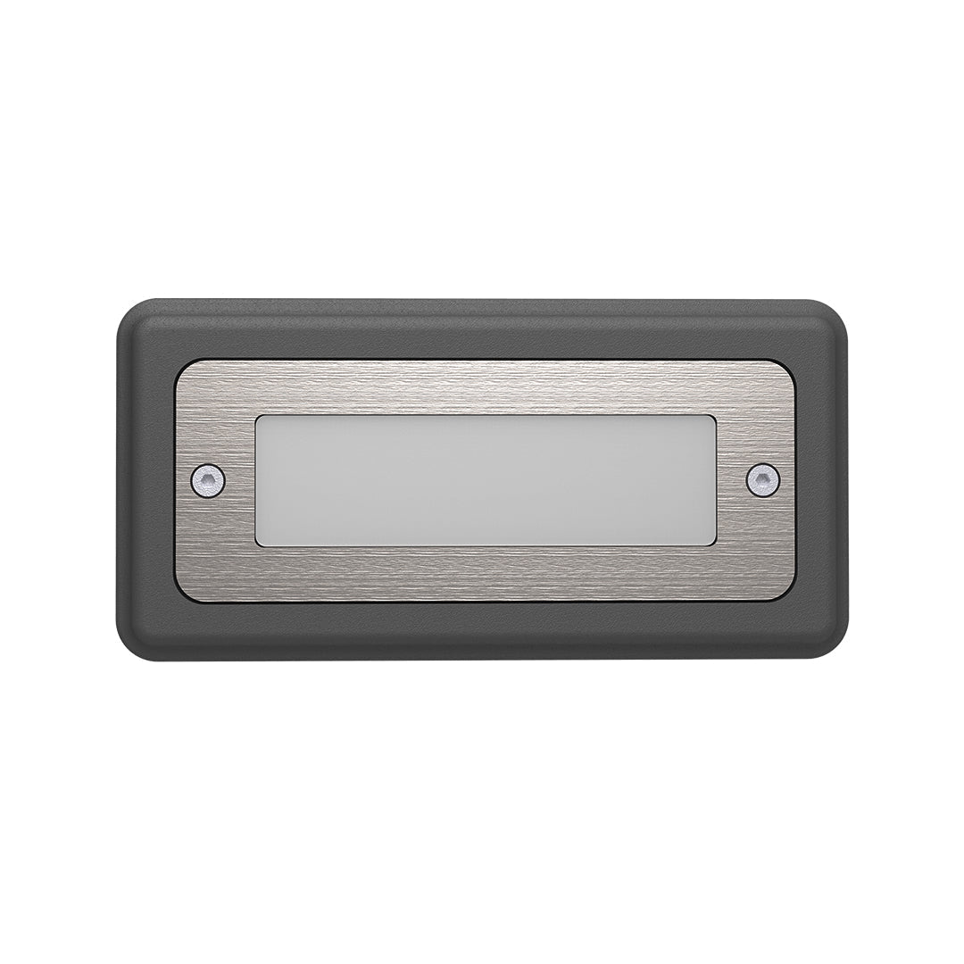 Recessed Aluminum Step Light With Stainless Steel Cover, Warm LED Glow