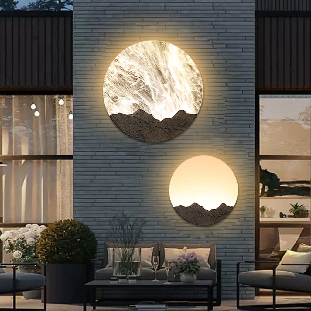 Aplique de Parede Exterior em Resina com Brilho LED Quente, Design Beauty Sunrise