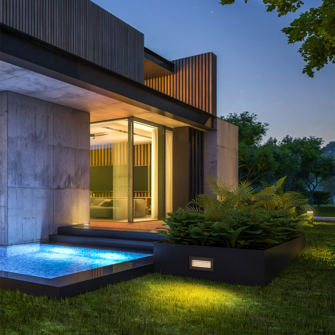 Gray Aluminum Outdoor Step Light, Flush-Mount LED Deck Light