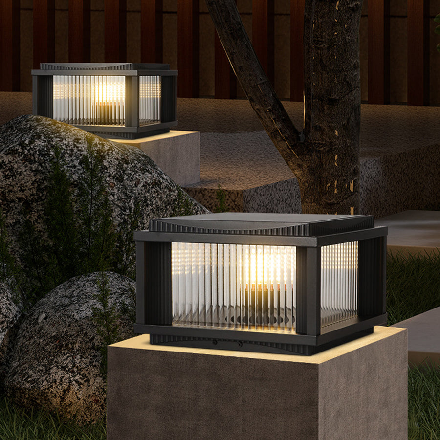 Strge French-Style Aluminum Outdoor Pillar Light, Solar or Hardwired