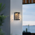 Emery Wall Light For Outdoors, Rectangular Design With Water-Drop Glass Shade