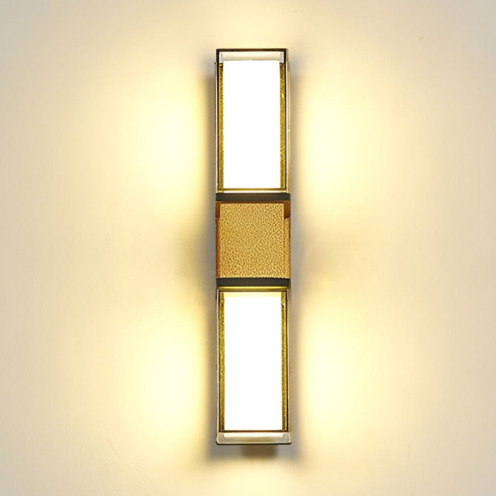 Aluminum LED Outdoor Wall Sconce With Black and Gold Finish, IP65 Rated