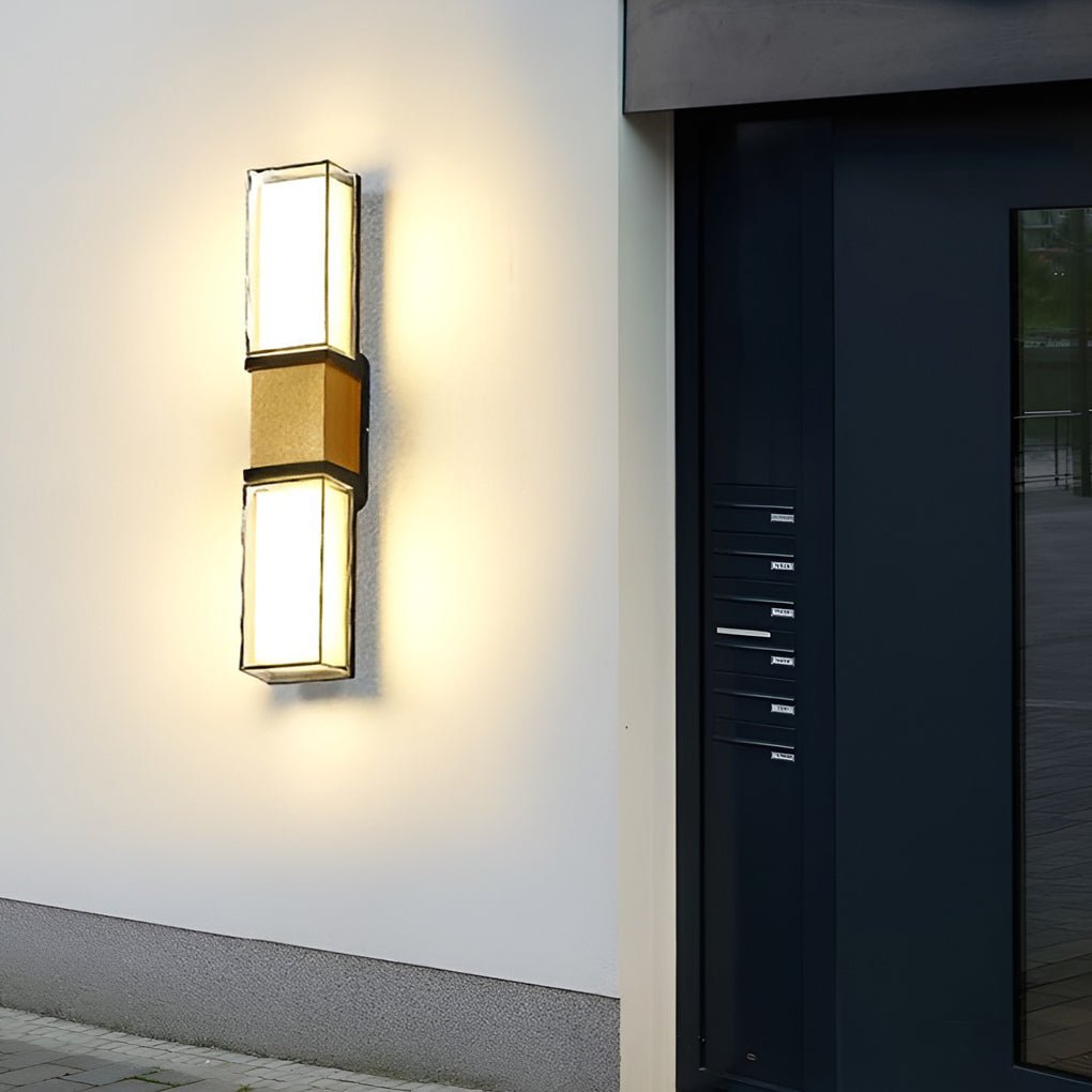 Aluminum LED Outdoor Wall Sconce With Black and Gold Finish, IP65 Rated