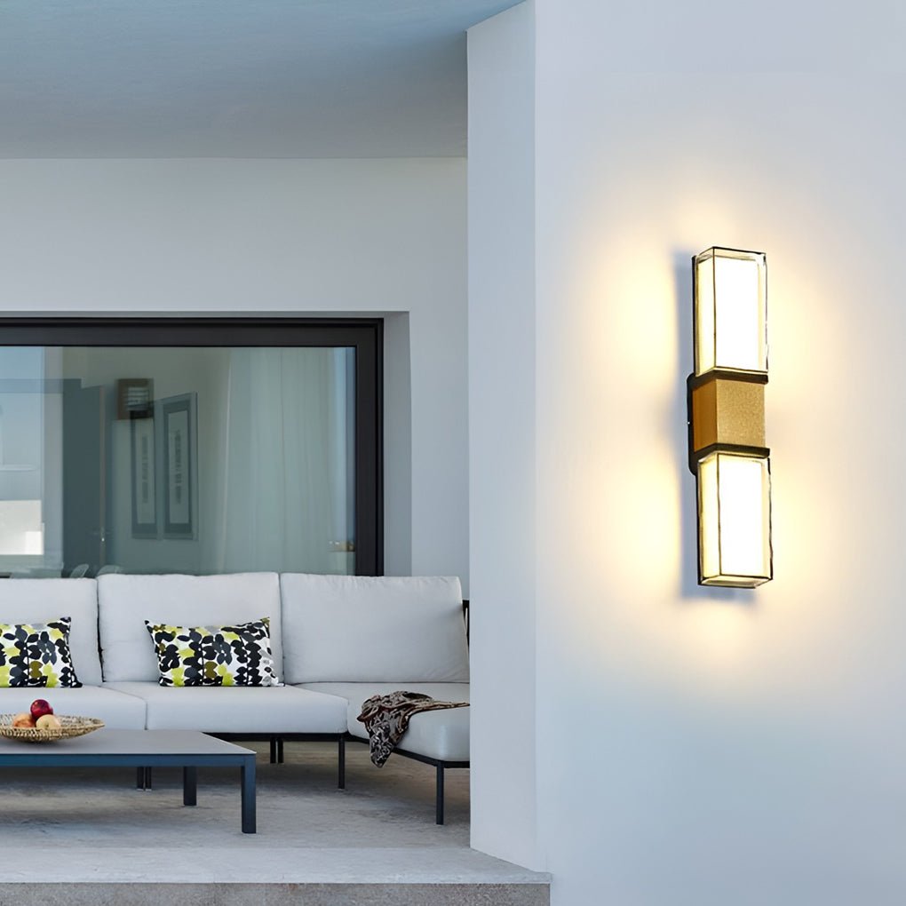 Aluminum LED Outdoor Wall Sconce With Black and Gold Finish, IP65 Rated