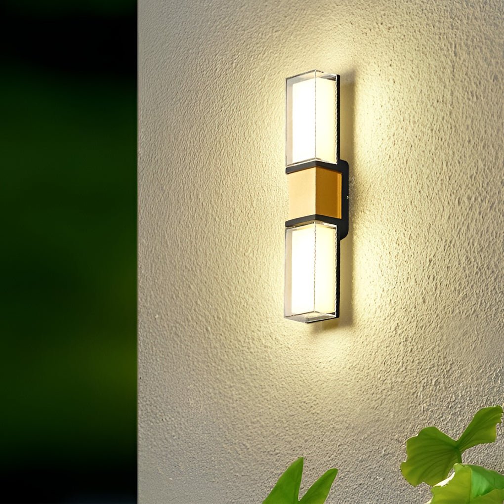 Aluminum LED Outdoor Wall Sconce With Black and Gold Finish, IP65 Rated