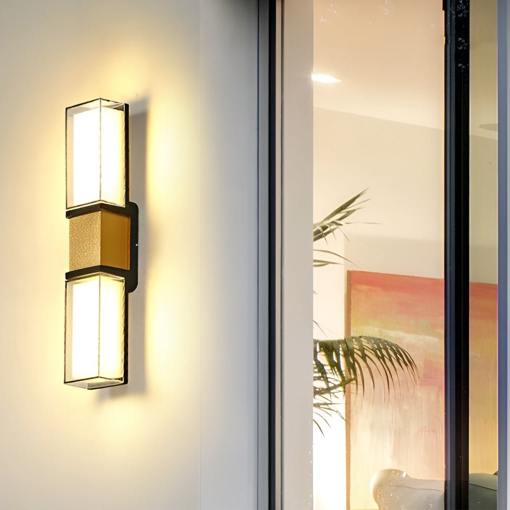 Aluminum LED Outdoor Wall Sconce With Black and Gold Finish, IP65 Rated