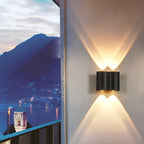 Wave-Arc LED udendørs væglampe, sort aluminium, IP65 vandtæt