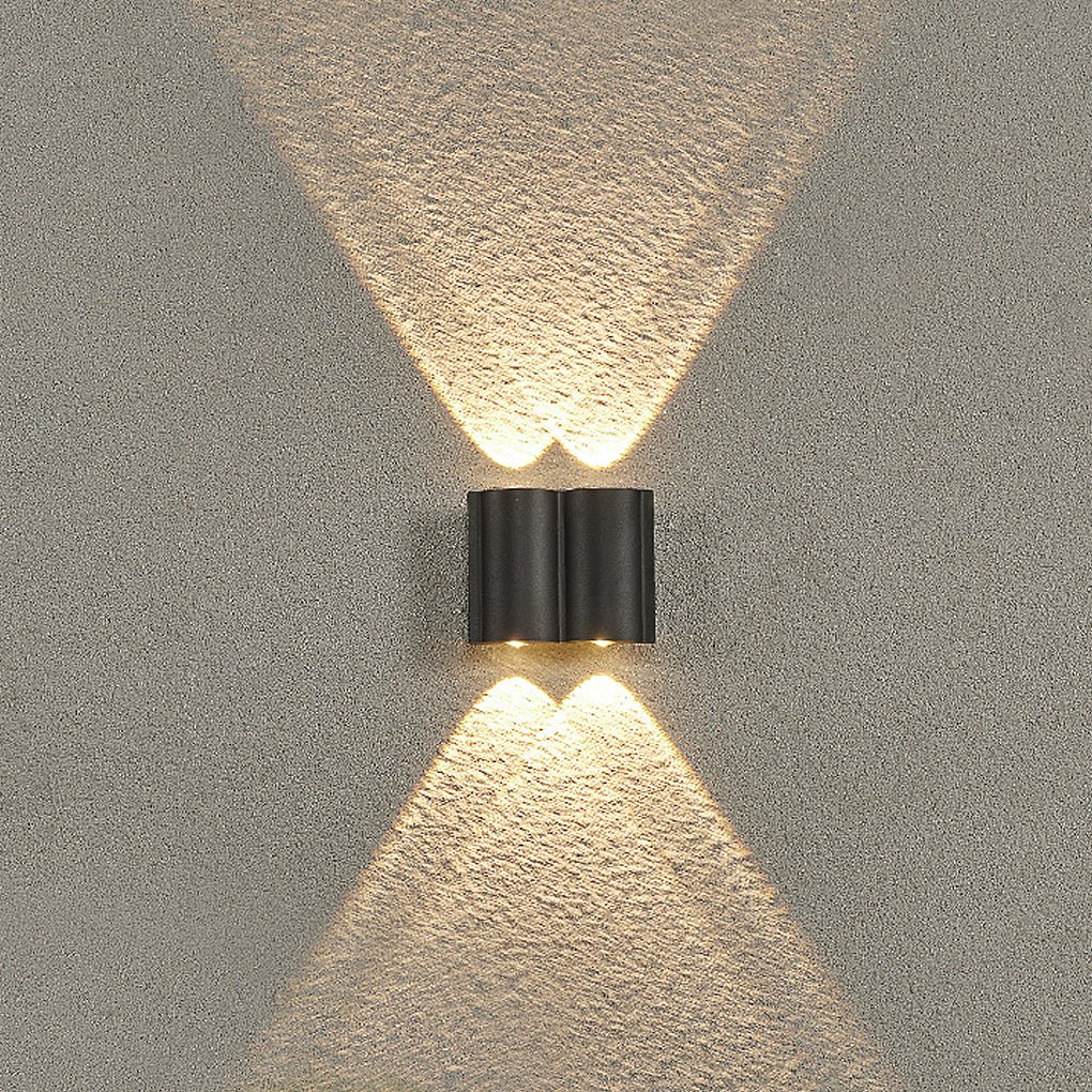 Wave-Arc LED udendørs væglampe, sort aluminium, IP65 vandtæt