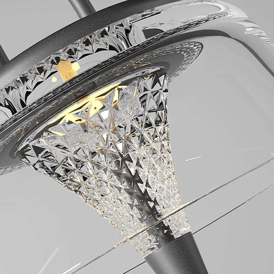 Solar Outdoor Pendant Light With Clear Acrylic Shade, Tri-Color LED