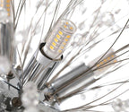 Close-up of a single LED bulb among the wire branches of this Clérachic chandelier, its filament array visible.