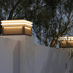 Lampes piliers avec base en acier, poteau LED carré minimaliste Theodore