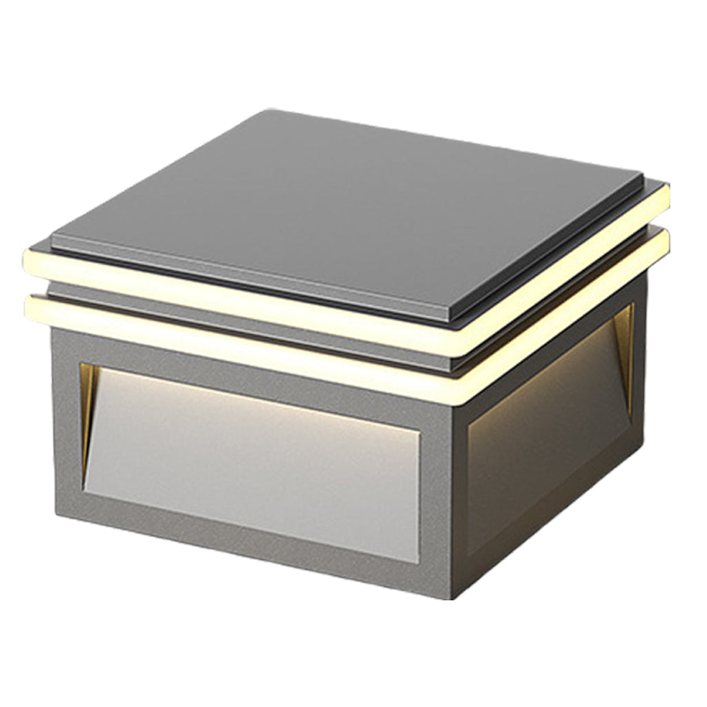 Lampes piliers avec base en acier, poteau LED carré minimaliste Theodore