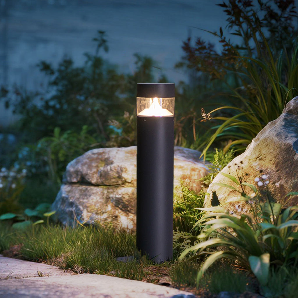 Udendørs aluminiums pullertlampe, 31-tommer nordisk stolpe med varm LED