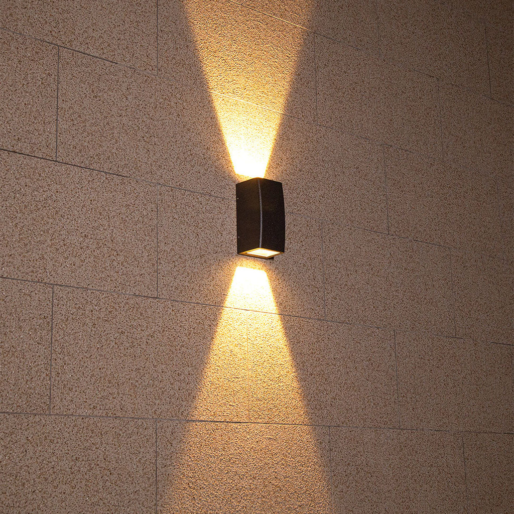 Mararet Up-Down LED Outdoor Wall Light, Black Aluminum, IP65 Rated