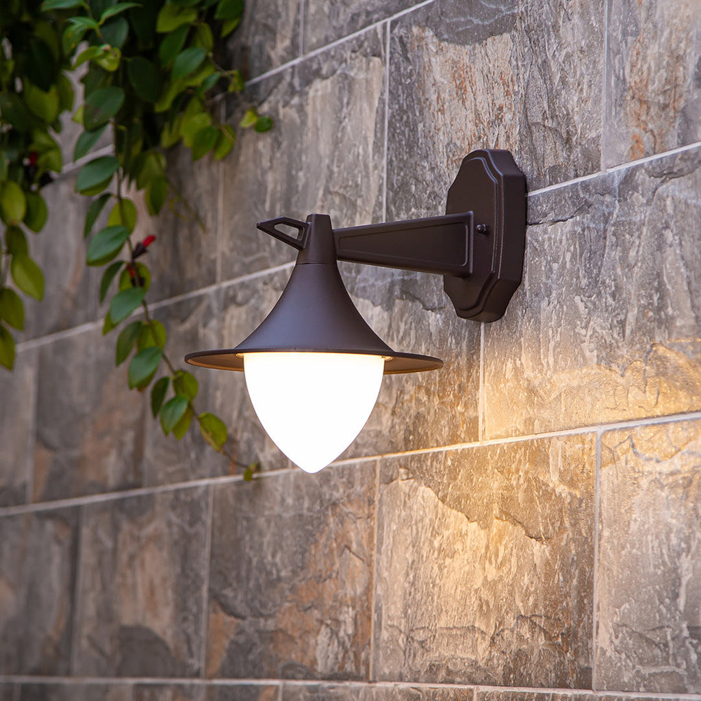Luz de Parede Exterior LED Estilo Vintage, Alumínio Fundido, Acabamento Café