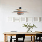 Multicolor Pendant Light With LED Glow, Tiered-Shade Retro Ceiling Lamp