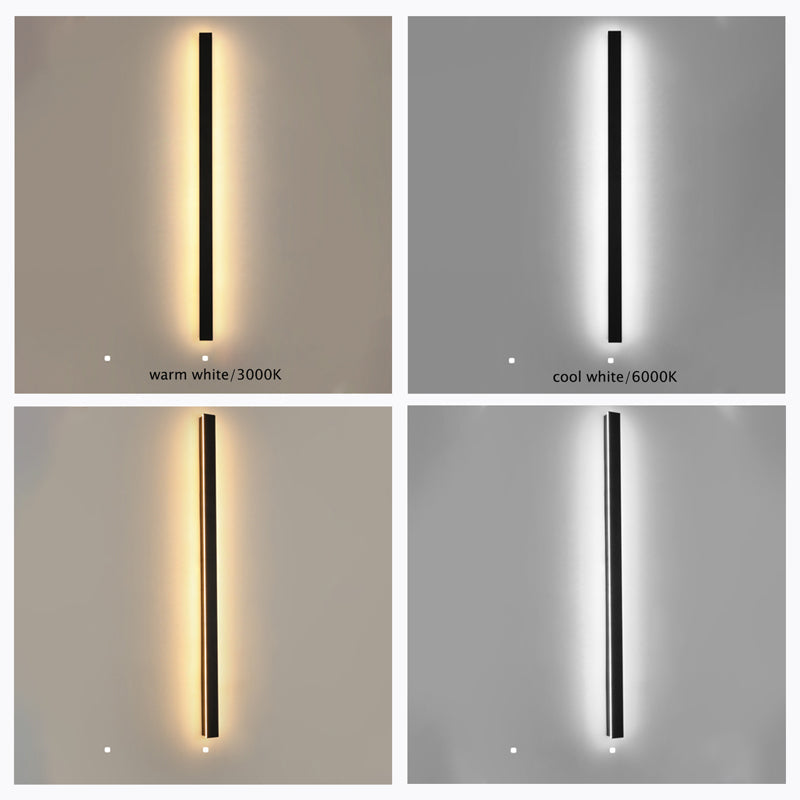 Applique murale extérieure LED minimaliste, métal et acrylique, 8 tailles