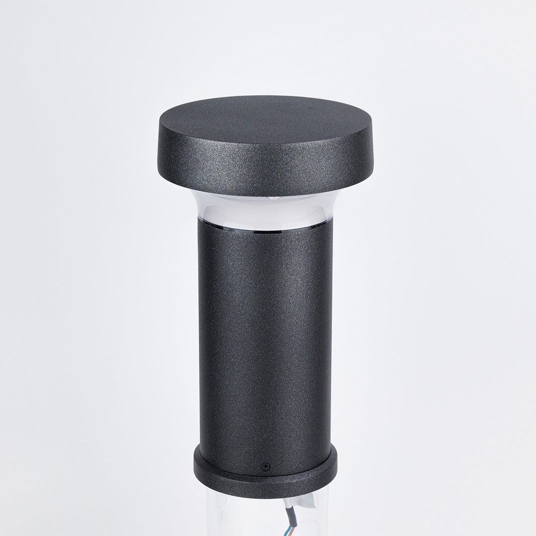 Black Aluminum Bollard Post Light, Warm LED Garden Path Lighting