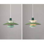 Multicolor Pendant Light With LED Glow, Tiered-Shade Retro Ceiling Lamp