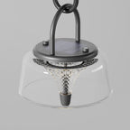 Solar Outdoor Pendant Light With Clear Acrylic Shade, Tri-Color LED