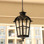 Cast Aluminum Porch Ceiling Light, Roman-Style Glass Shade