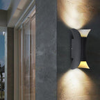 Applique murale extérieure Sunshine en aluminium et verre, lumière LED haut-bas