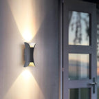 Applique murale extérieure Sunshine en aluminium et verre, lumière LED haut-bas