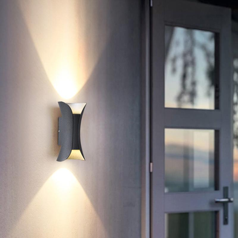 Applique murale extérieure Sunshine en aluminium et verre, lumière LED haut-bas