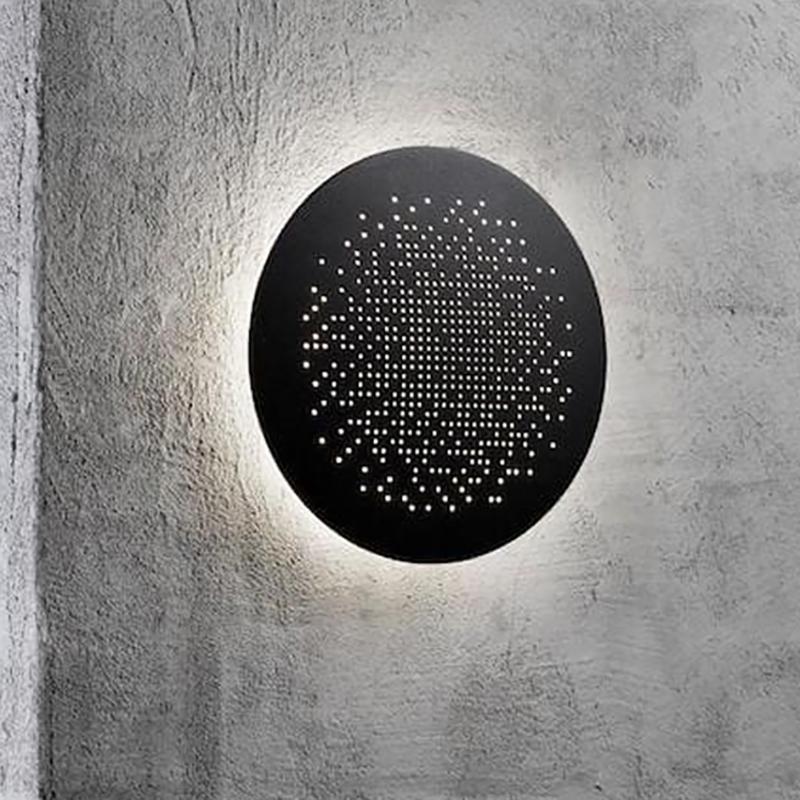 Applique murale extérieure métallique circulaire Olga, design LED à trous d’épingle