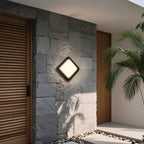 Arandela Exterior Quadrada em Alumínio Preto, LED Branco Quente 12W