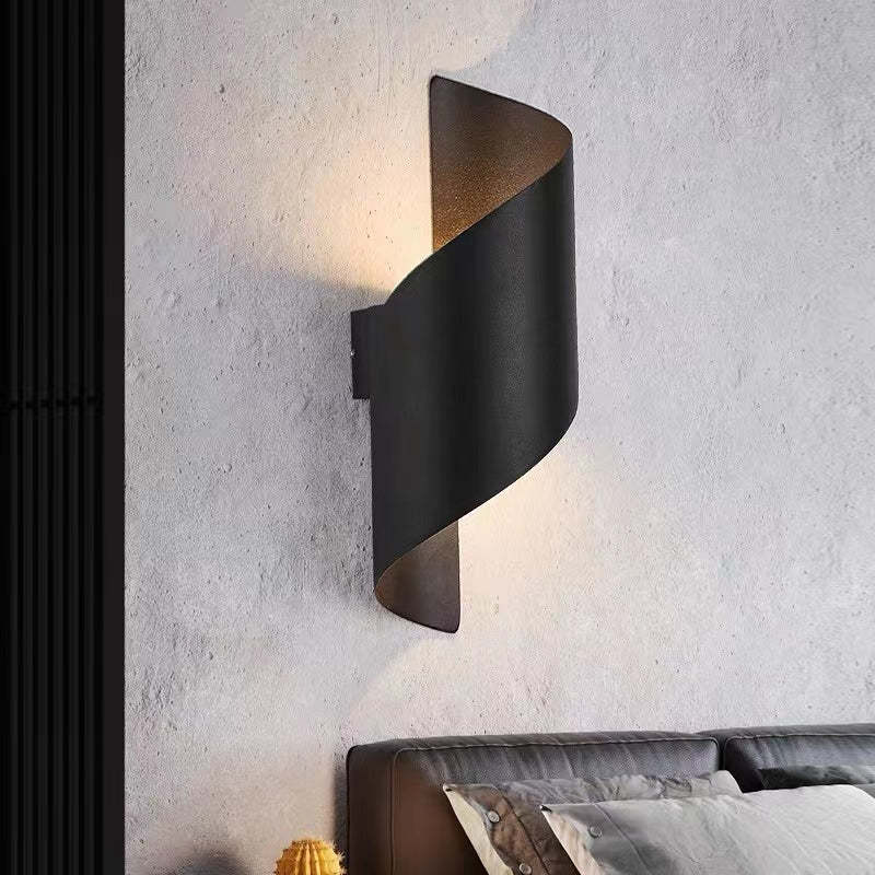 Travin Spiral Conch-Shaped Outdoor Wall Lamp, Black, White, or Gold