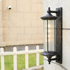 Silas Outdoor Wall Sconce, Coffee-Gold Aluminum, Frosted Glass Shade