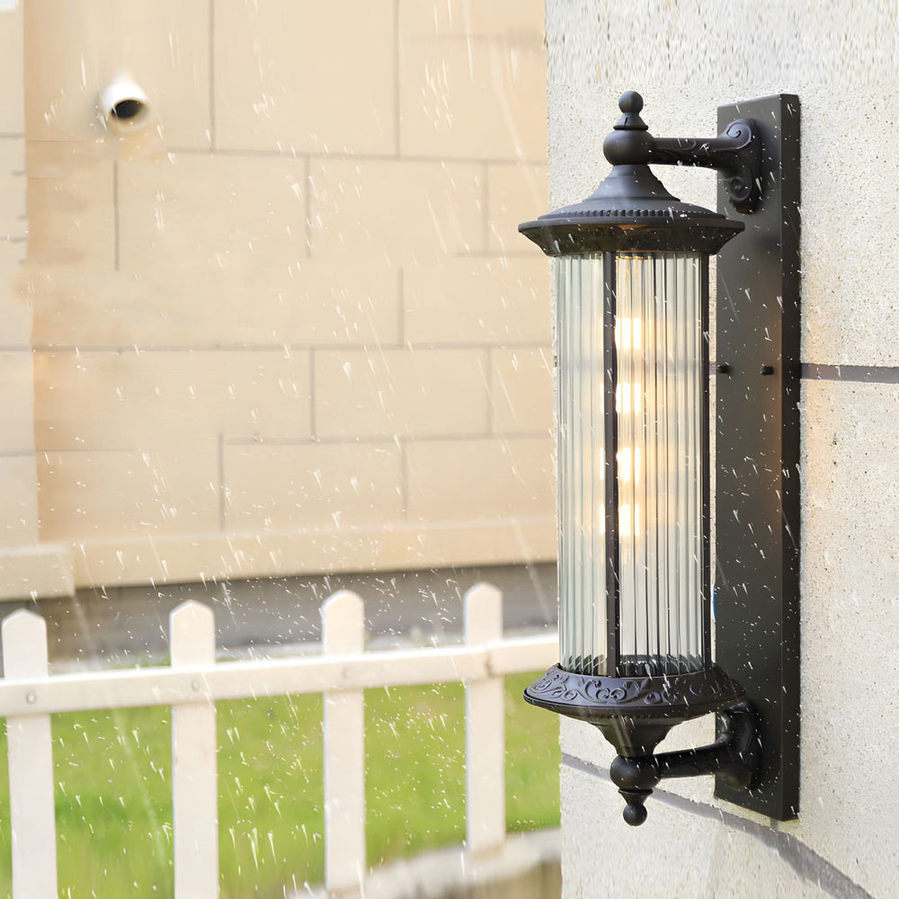 Silas Outdoor Wall Sconce, Coffee-Gold Aluminum, Frosted Glass Shade