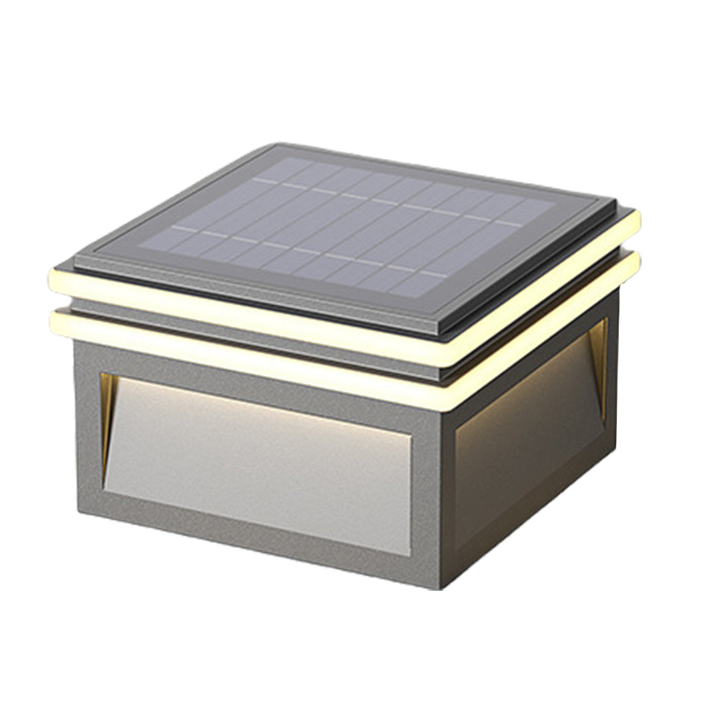Lampes piliers avec base en acier, poteau LED carré minimaliste Theodore