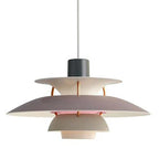 Multicolor Pendant Light With LED Glow, Tiered-Shade Retro Ceiling Lamp