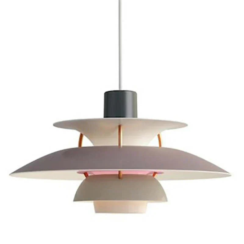 Multicolor Pendant Light With LED Glow, Tiered-Shade Retro Ceiling Lamp