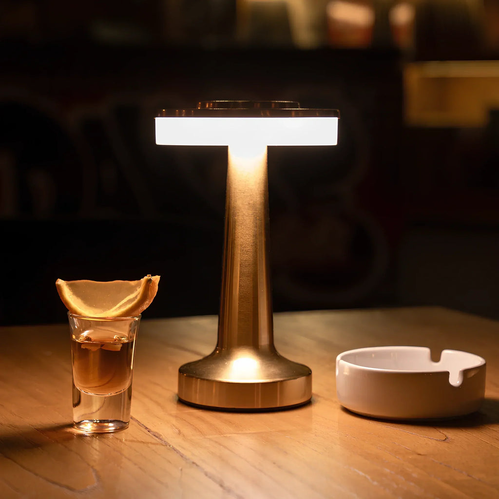 Wireless Table Lamp, Retro Bar Design, Dimmable USB-C LED