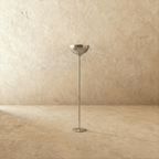 Clérachic floor lamp in chrome, the bowl shade and slim stem shown from a slightly different angle.