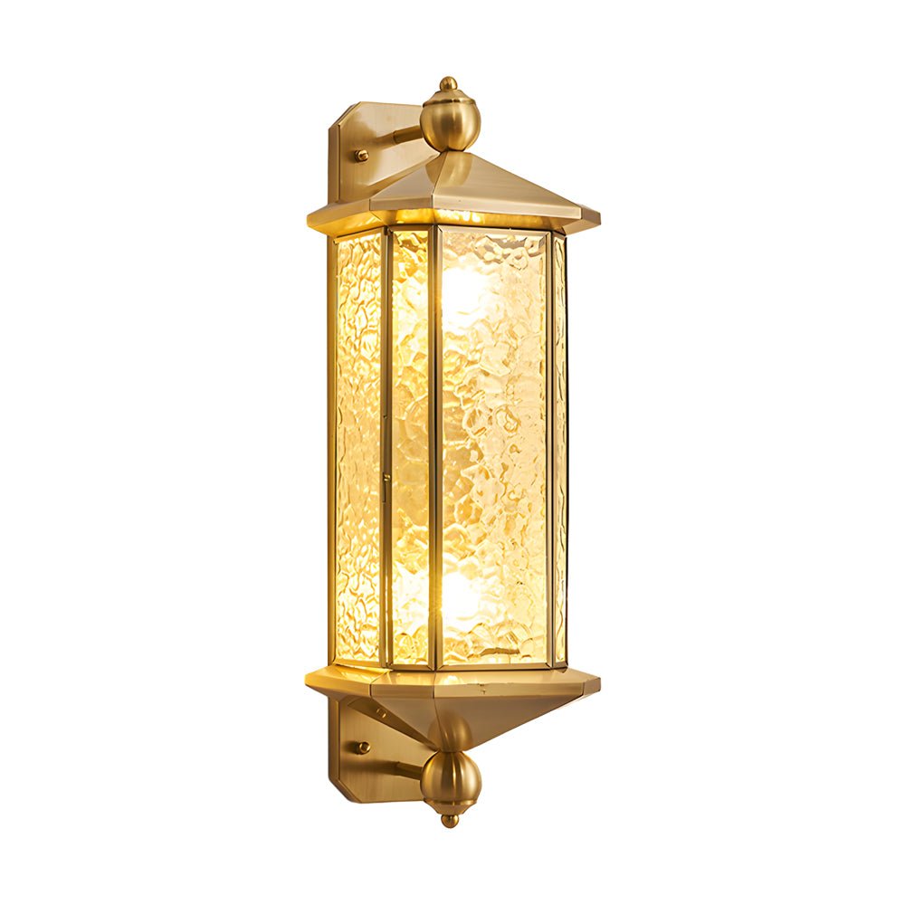 Luz de Parede Exterior em Cobre de Meio Século com Abajur de Vidro Ondulado como Água