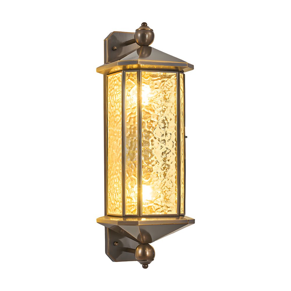 Luz de Parede Exterior em Cobre de Meio Século com Abajur de Vidro Ondulado como Água