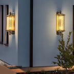 Luz de Parede Exterior em Cobre de Meio Século com Abajur de Vidro Ondulado como Água