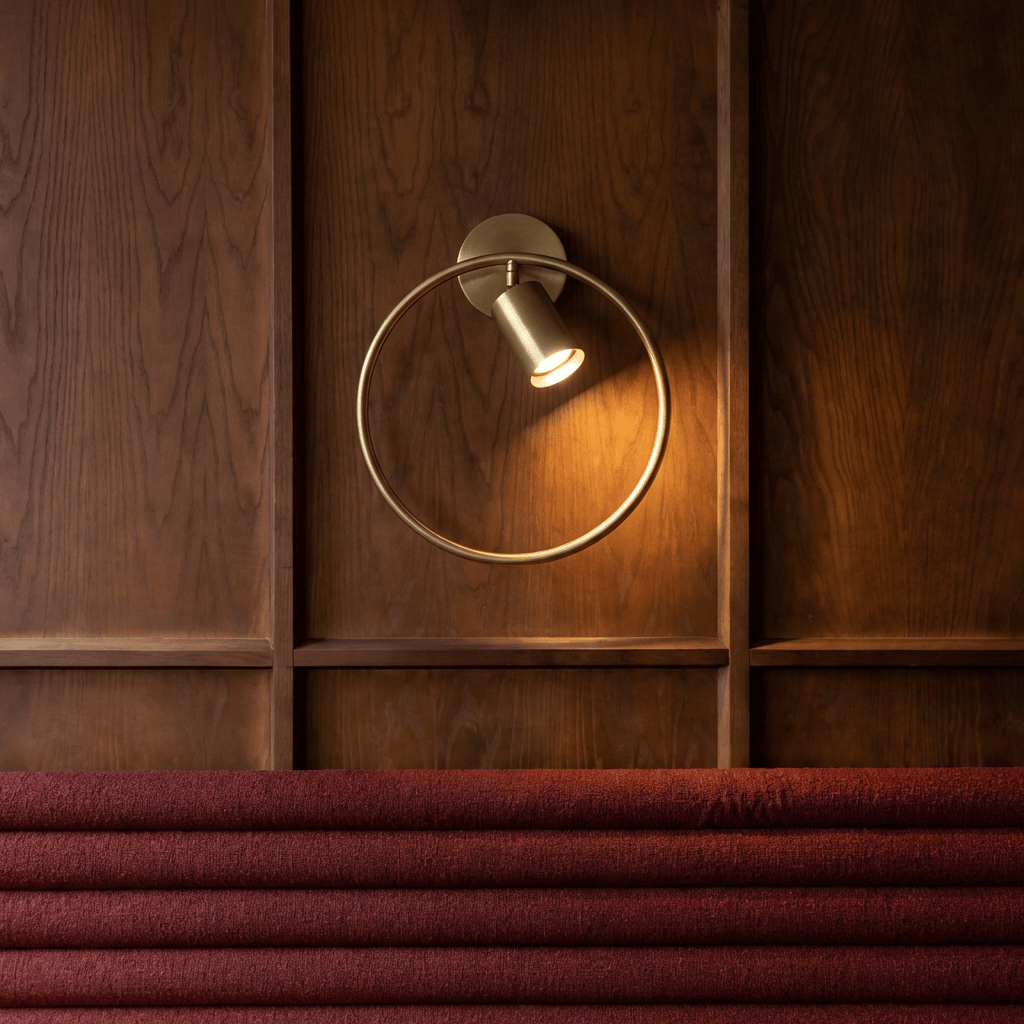 Clérachic ring wall light detail of the brushed metal finish