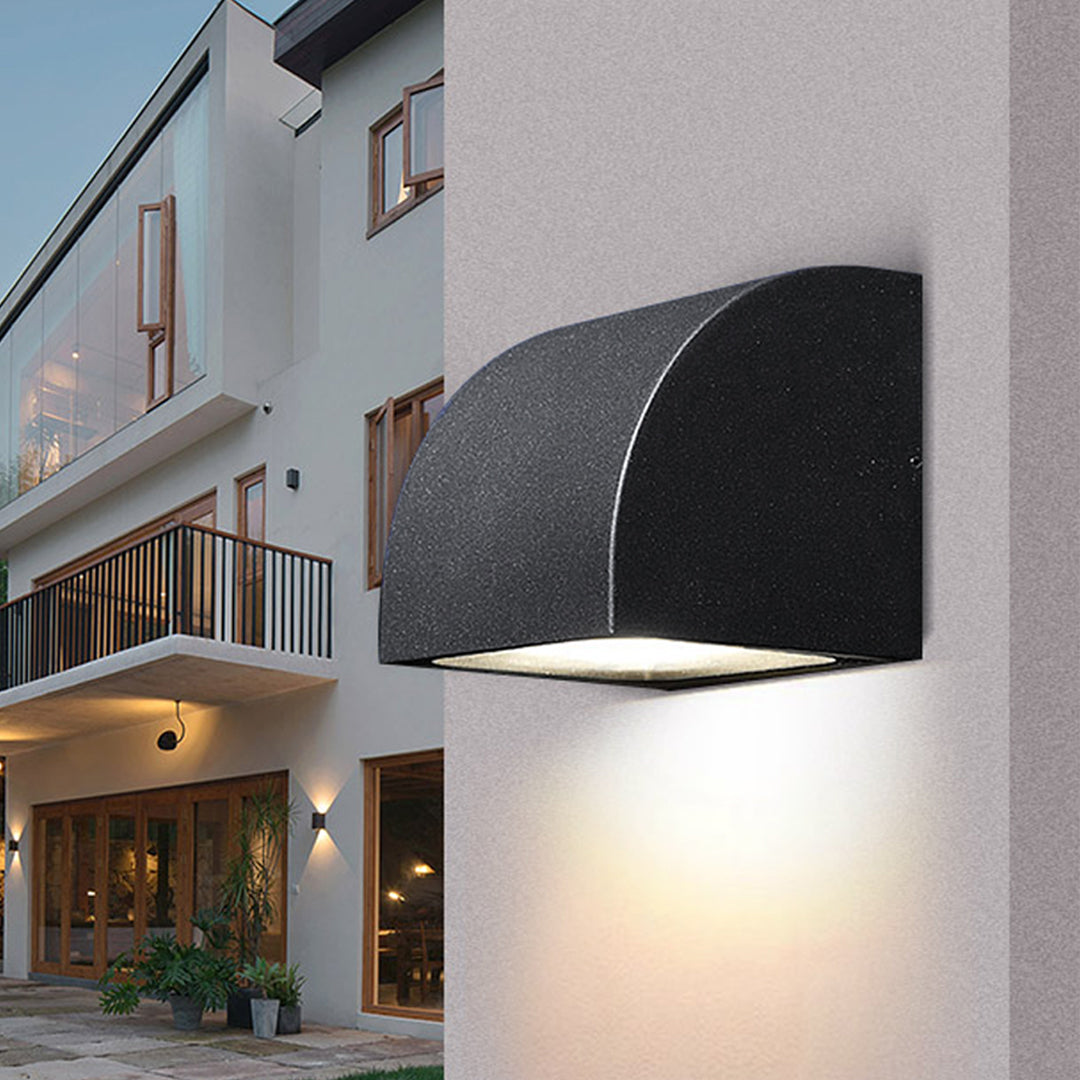 Luz de Parede Exterior em Vidro Industrial, Alumínio Preto Minimalista