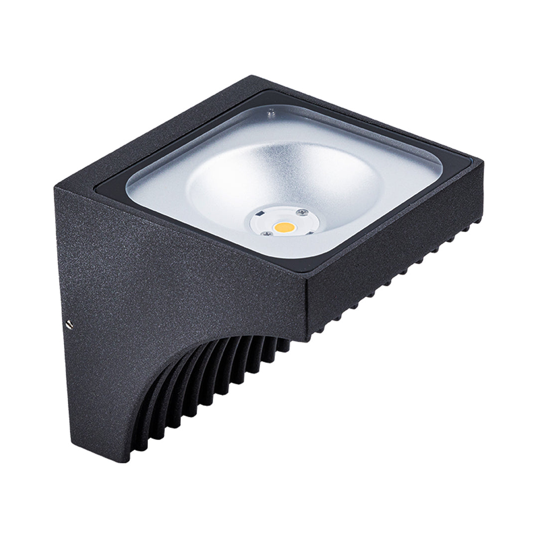 Luz de Parede Exterior em Vidro Industrial, Alumínio Preto Minimalista