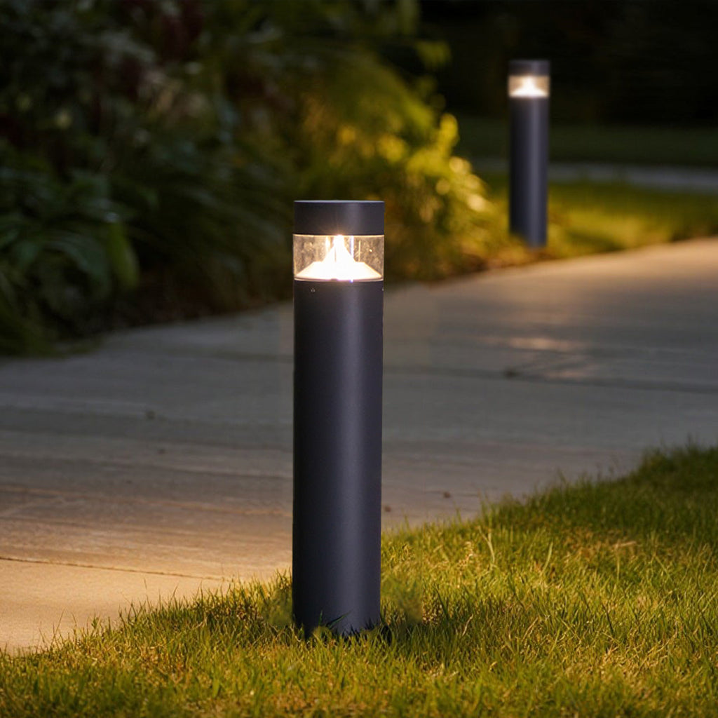 Udendørs aluminiums pullertlampe, 31-tommer nordisk stolpe med varm LED