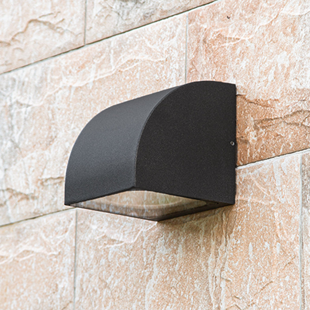 Luz de Parede Exterior em Vidro Industrial, Alumínio Preto Minimalista