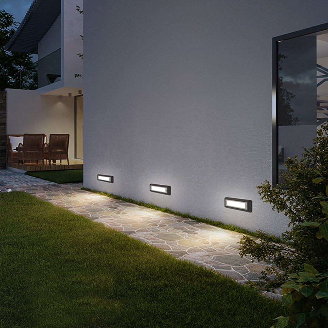 Recessed Aluminum Step Light With Stainless Steel Cover, Warm LED Glow