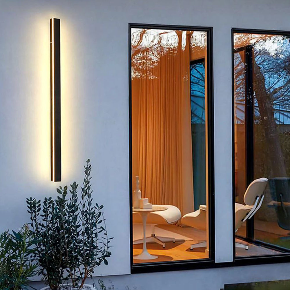 Linear Metal Outdoor Wall Light With Acrylic Diffuser, Black
